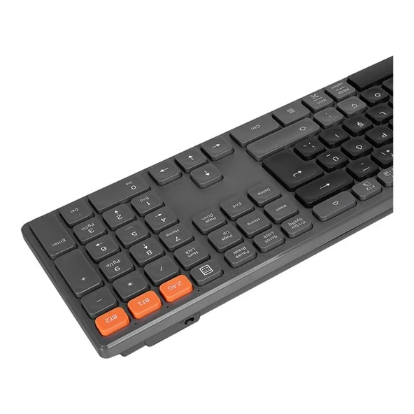 Everest KB-2610 Siyah/Gri 2.4G+BT1+BT2 üçü bir arada 3 in 1 Q Kablosuz klavye - Resim 6