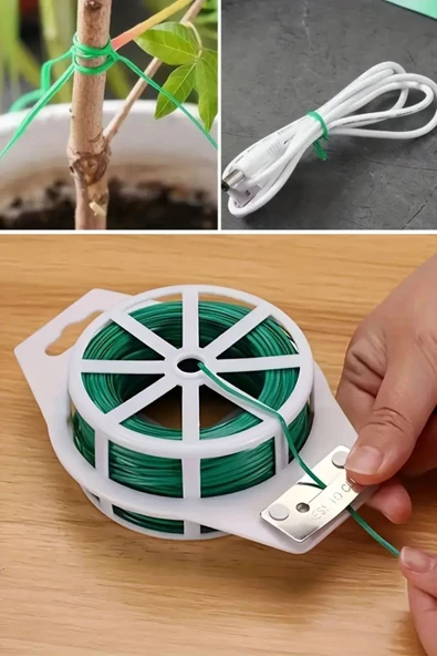 Derin Stok® 50 Metre Kendiliğinden Kesici Bıçaklı Bitki Saksı Kablo Sabitleme Teli - 9