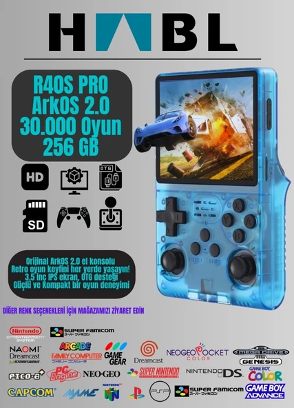 R40s Pro Oyun Konsolu El Atarisi Arkos 2.0 İşletim Sistemi 256 Gb Hafıza 30.000 Oyun 3.5 Inch Ips Ekran - 6