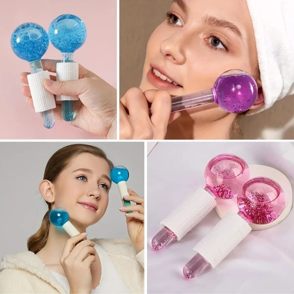 Derin Stok® Buz Küre Yüz ve Göz Soğuk Masaj ve Terapi Topu Leke Önleyici Cilt Bakımı Göz Altı Terapi Topları