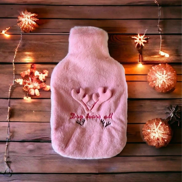Derin Stok® 2 Litrelik Geyikli Model Peluş Kılıflı Sıcak Su Torbası