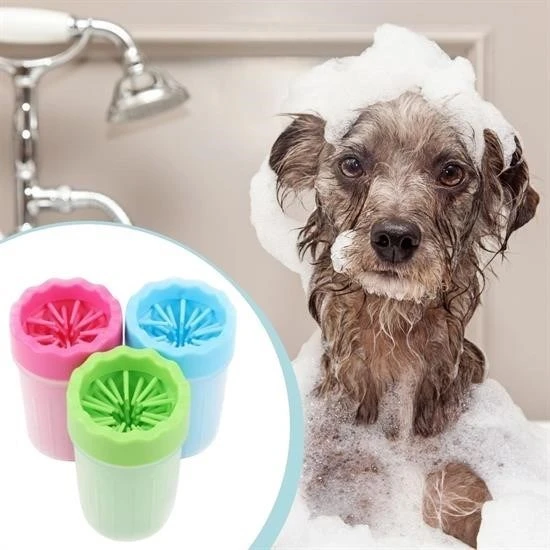 Derin Stok® Silikon Jel Fırçalı Kedi Köpek Pati Ayak Temizleme Kovası Büyük