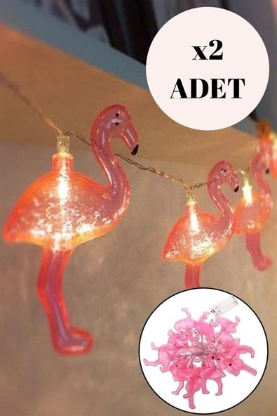 Derin Stok® 10lu Pilli Led Flamingo Dekoratif Işık Zinciri Aydınlatma 1,5 Mt - 10