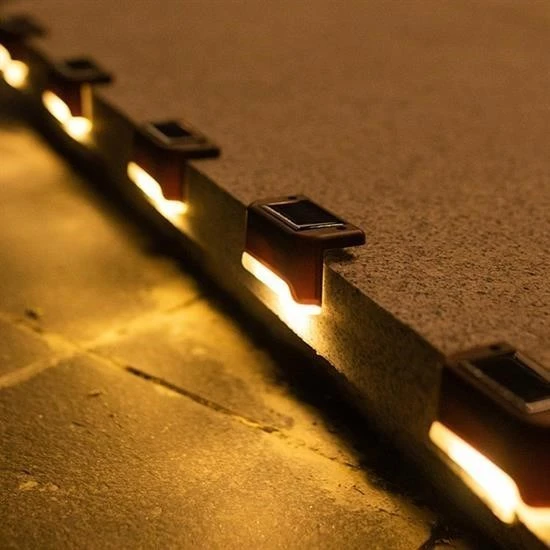 Derin Stok® Solar Güneş Enerjili Şarj Edilen Köşebent Merdiven Veranda Bahçe Yolu Led Lamba Işık 4 Adet - 5