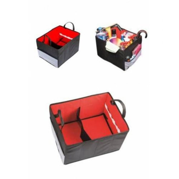 Porsche Panemera Bagaj Düzenleyici Kırmızı Bagaj Organizeri Çantası 2 Bölmeli - Resim 4