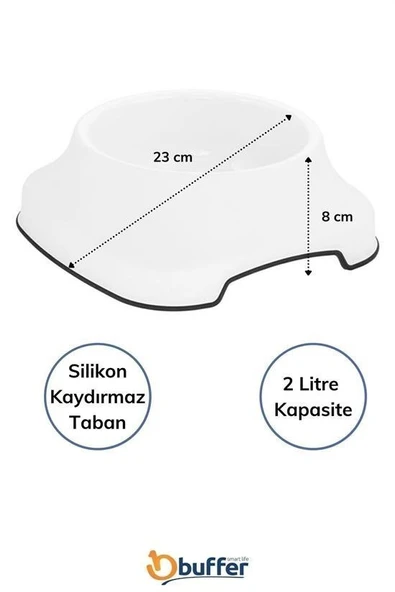 Derin Stok® Silikon Kaydırmaz Taban Plastik Kedi ve Köpek Mama ve Su Kabı 2 L - 7