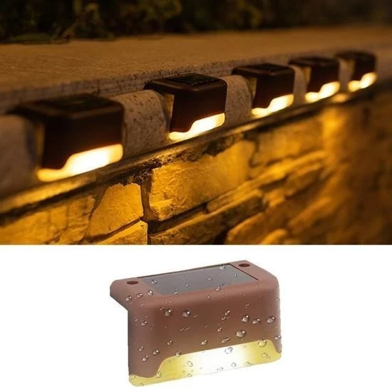 Derin Stok® Solar Güneş Enerjili Şarj Edilen Köşebent Merdiven Veranda Bahçe Yolu Led Lamba Işık 4 Adet - 10