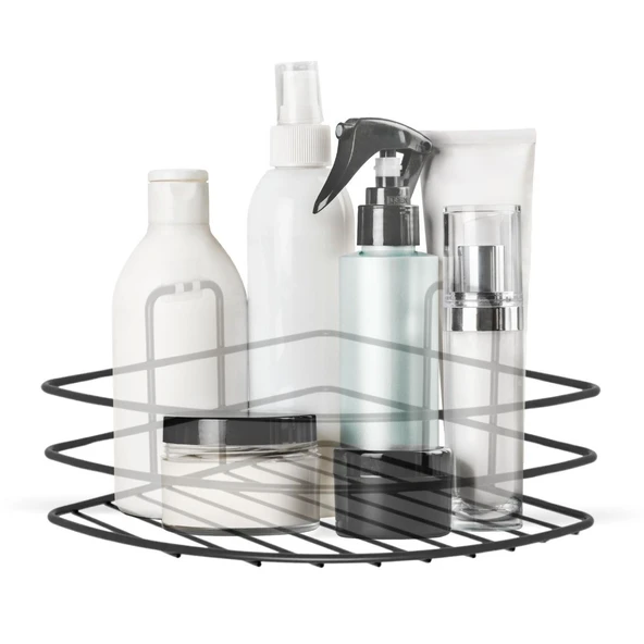 Derin Stok® Kendiliğinden Yapışkanlı Montaj Gerektirmeyen Tek Katlı Banyo Askı Köşe Şampuanlık Siyah - 2
