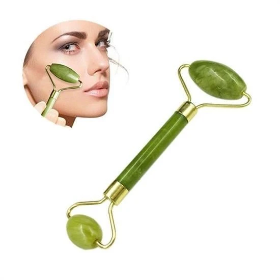 Derin Stok® Özel Süngerli Kutusunda Kırılmaz Çift Taraflı 2li Cilt Yüz Masaj Aleti Jade Roller Yeşim Taş - 8