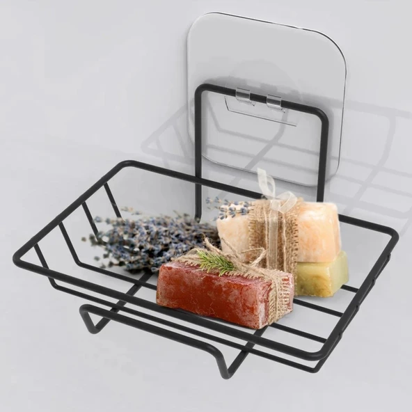 Derin Stok®  Kendiliğinden Yapışkanlı Dekoratif Tekli Sabunluk Siyah - 4