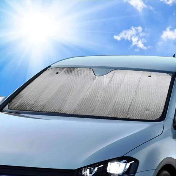 Derin Stok® 120*55 cm Ambalajlı Vantuzlu Araç İçi Ön Cam Perdesi Katlanabilir Güneşlik - 2