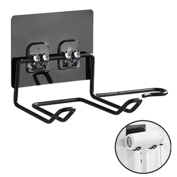 Derin Stok® Fön Makine Askısı Siyah Yapışkanlı Fön Makine Tutucu