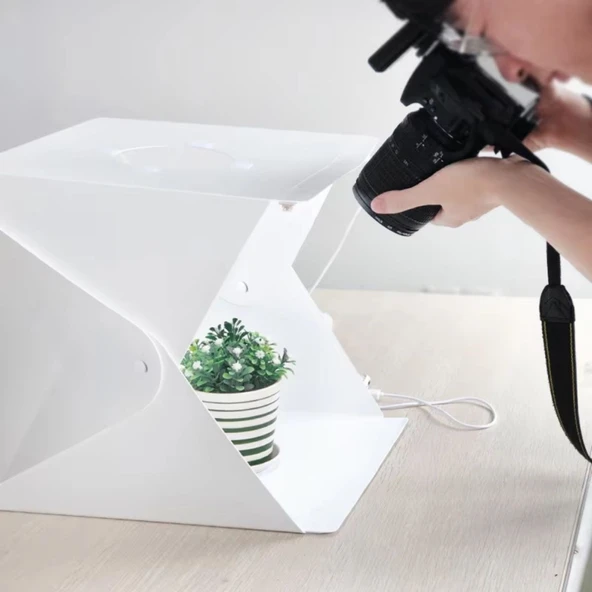 Derin Stok® Katlanır Işıklı Fotoğraf Stüdyosu 40x40 cm 6 Renk Fonlu Ürün Çekimi İçin Uygun Fotoğraf Çekim Kutusu - 5