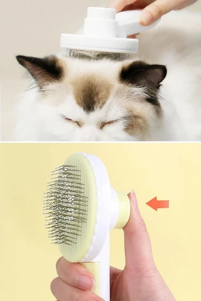 Derin Stok® Basmalı Kedi Köpek Tüy Toparlayıcı Masaj Etkili Pet Fırçası - 9