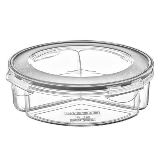Derin Stok® 3 Bölmeli Sızdırmaz Contalı Kilitli Kapaklı 1,35 Litre yuvarlak Erzak Saklama Kabı LC-500