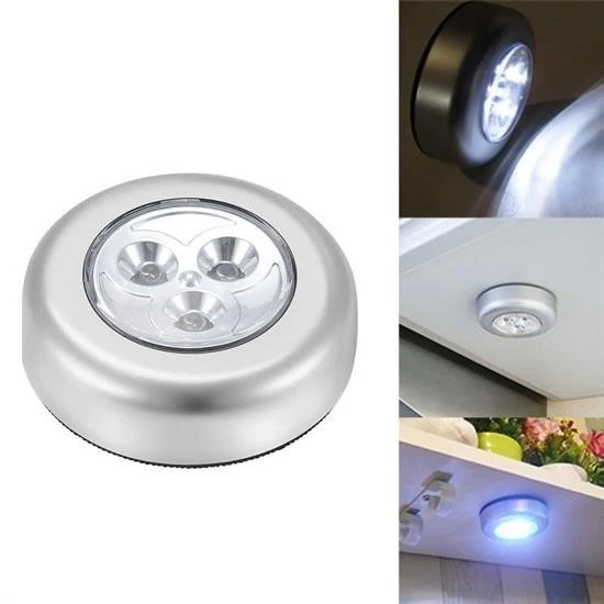 Derin Stok® Kablosuz Spot Pilli Dokunmatik Led Lamba 3 Ledli Dolap Lambası