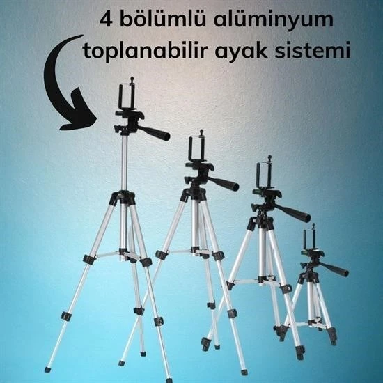 Derin Stok® Taşıma Çantalı 130 cm Profesyonel Alüminyum Kamera Tripodu - 5