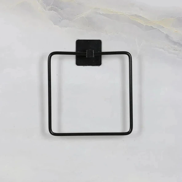 Derin Stok® Kendiliğinden Yapışkanlı Siyah Paslanmaz Metal Kare Havluluk - 4