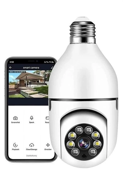 Derin Stok® WiFi 360 Panoramik Ampul Kamera Gece Görüş Ses Akıllı Hareket Algılayıcı - 9