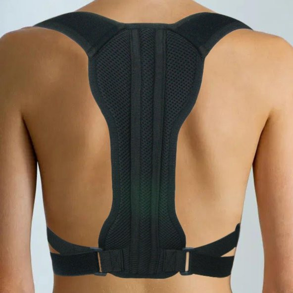 Unisex Siyah Balenli Medikal Korse Ortopedik Kamburluk Önleyici Sırt Dik Duruş Korsesi - Resim 2