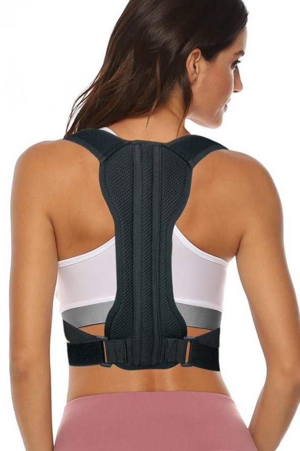 Unisex Siyah Balenli Medikal Korse Ortopedik Kamburluk Önleyici Sırt Dik Duruş Korsesi - Resim 4