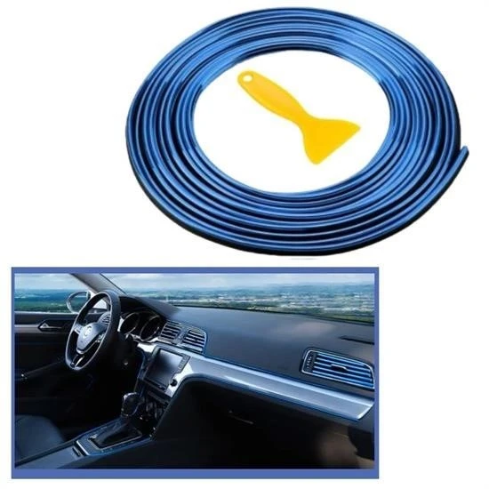 Derin Stok® Mavi Araba OtoTrim Dekorasyon Şeridi Kauçuk Elastik Kolay Kurulum 5 metre Şerit Bant