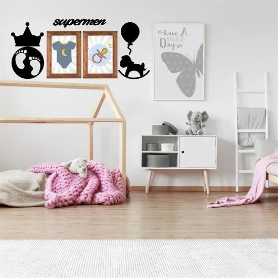 Derin Stok® DECO103 Supermen Dekoratif Duvar Süsü Tablo Aksesuar Ahşap Tasarım Hediye Pano Sticker Seti - 10
