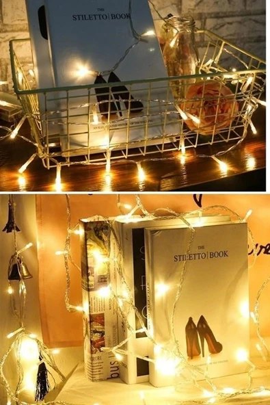 Derin Stok® 10 Metre 100 Ledli 8 Fonksiyonlu Dekoratif Lambader Sarı Lamba - 9