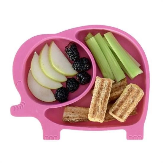 Derin Stok® Bebek ve Çocuk için Sevimli Fil Model Desenli Yemek Bebek Mama Kabı Bölmeli Tabak