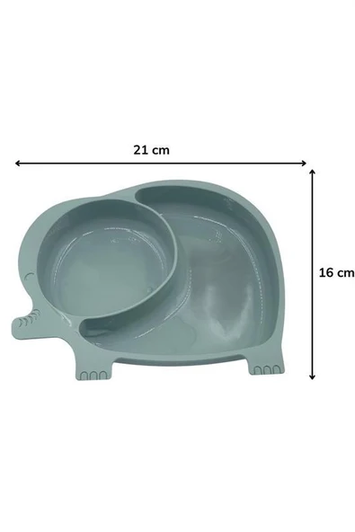 Derin Stok® Bebek ve Çocuk için Sevimli Fil Model Desenli Yemek Bebek Mama Kabı Bölmeli Tabak - 3