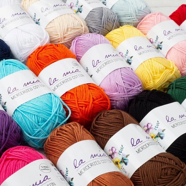 La Mia Mini Mercerized Cotton 20li Paket Renkli El Örgü İpi - 33825 - 2