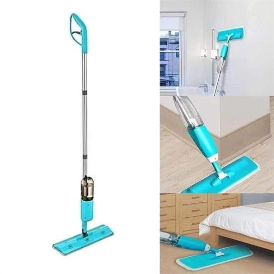 Derin Stok® Döner Başlıklı Spreyli Mop Parke Ahşap Fayans Temizleyici Su Hazneli Sihirli Paspas