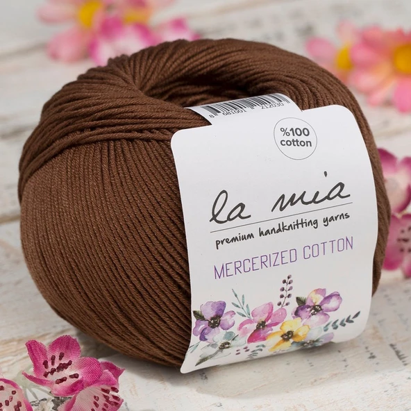 La Mia Mercerized Cotton Koyu Kahverengi El Örgü İpi - 228 - 33579 - 1