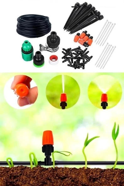 Derin Stok® 10 Metre Bahçe Damlama Sulama Sistemi Seti Hortum ve Ek Parçaları - 8