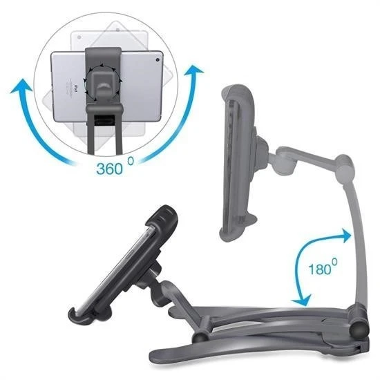 Derin Stok® 360 Derece Dönebilen Mutfak Masaüstü Telefon Tablet Tutucu Ayarlanabilir Esnek Ayaklı Metal - 5