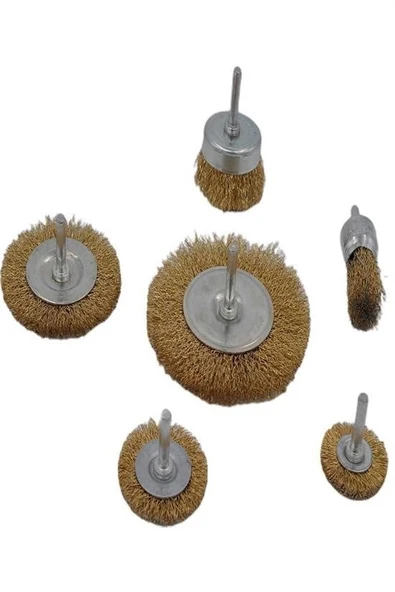 Derin Stok® 6'lı Pimli Tel Fırça Seti Pas Yağ Kir Boya Yapışkan Çözücü - 9