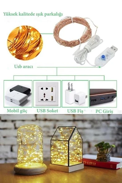 Derin Stok® Yılbaşı ve Özel Konsept Dekorasyon 5 Mt USB Bağlantılı Led Işık - 7