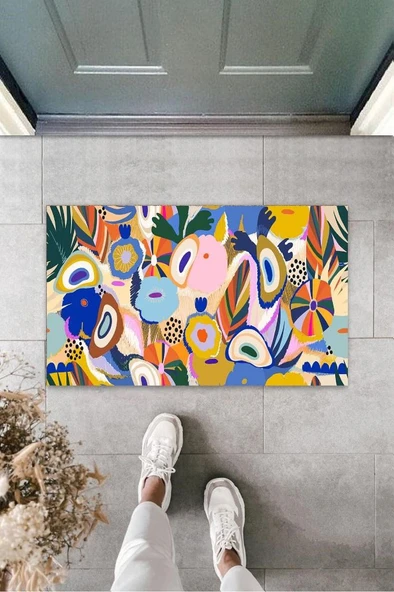 Çok Renkli Kapı Önü Paspası Modern Desen  K-3257