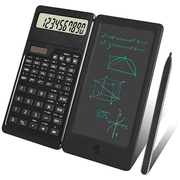Derin Stok® Silinebilir LCD Yazı Tabletli,Kalemli Katlanabilir Bilimsel Hesap Makinesi