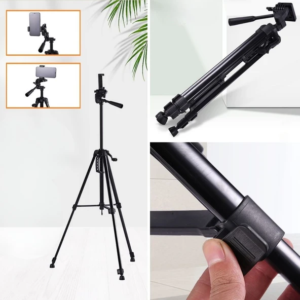 Derin Stok® Telefon ve Fotoğraf Makinası Takılabilen Bluetooth Kumandalı 146 cm Tripod - 5