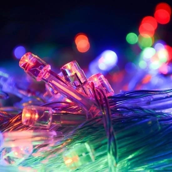 Derin Stok® 10 Metre 100 Ledli 8 Fonksiyonlu Karışık Renkli RGB Led Lamba