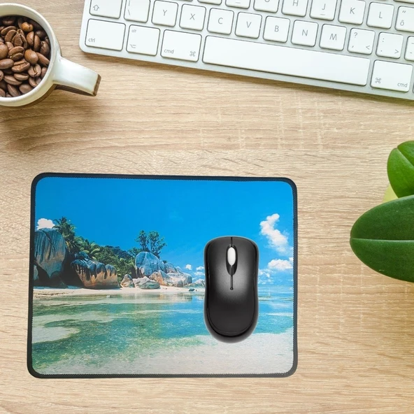 Derin Stok® 25x32 cm Küçük Boy Mouse Pad Manzara Ada