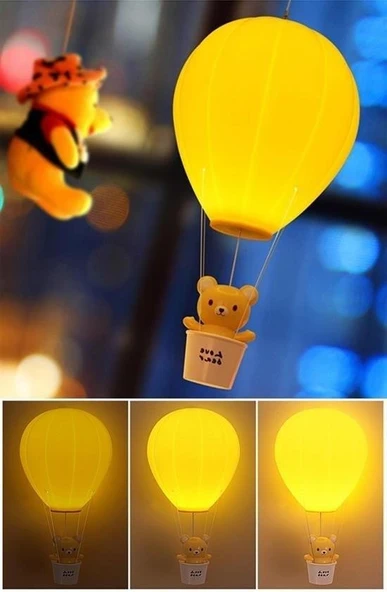 Derin Stok® Balonlu Ayıcıklı Eğlenceli Dekoratif Gece Lambası Aydınlatması