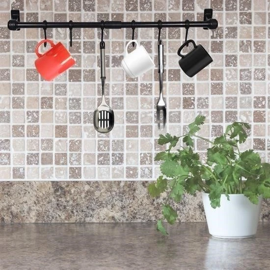 Derin Stok® Duvara Monte Edilen 6 Kancalı Dekor Kaşıklık ve Kupa Askısı - 3