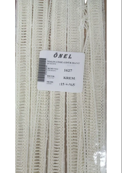 Dantel Polyester Güpür Bant Krem 15 Metre En 3 cm ON-1627-KR