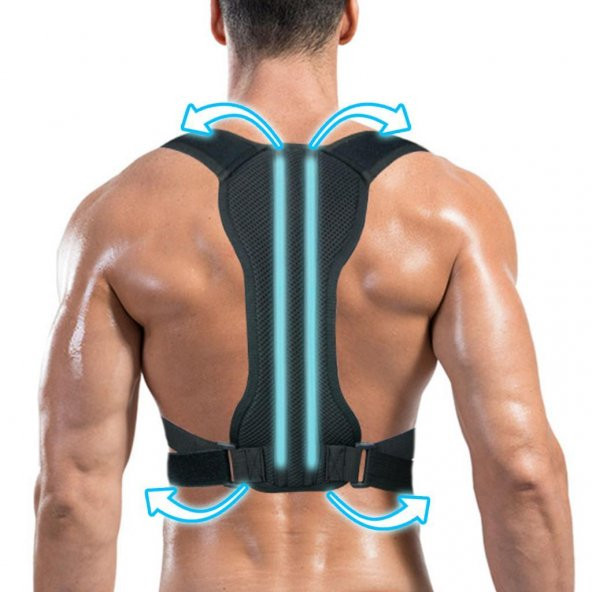 Yeni Nesil Kamburluk Önleyici Sırt Dik Duruş Korsesi Unisex Siyah Medikal Korse Ortopedik ürün görseli 1