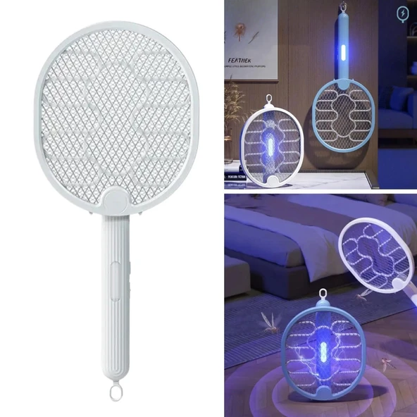 Derin Stok® Sinek Öldürücü Masaüstü Olabilen Katlanabilir Şarjlı Sinek Raketi 5W 400mAh