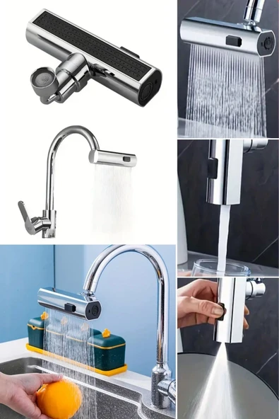 Derin Stok® 3 Farklı Modlu Çok Amaçlı Musluk Adaptörü Evrensel Musluk Başlığı Şelale Musluk - 6