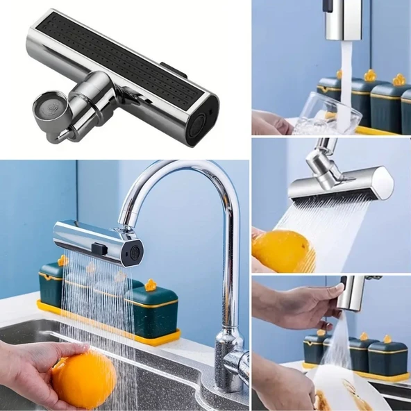 Derin Stok® 3 Farklı Modlu Çok Amaçlı Musluk Adaptörü Evrensel Musluk Başlığı Şelale Musluk
