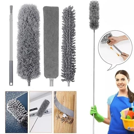 Derin Stok® Teleskopik 3'lü Mop Toz Alma Püskülü Çok Fonksiyonlu Temizlik Seti